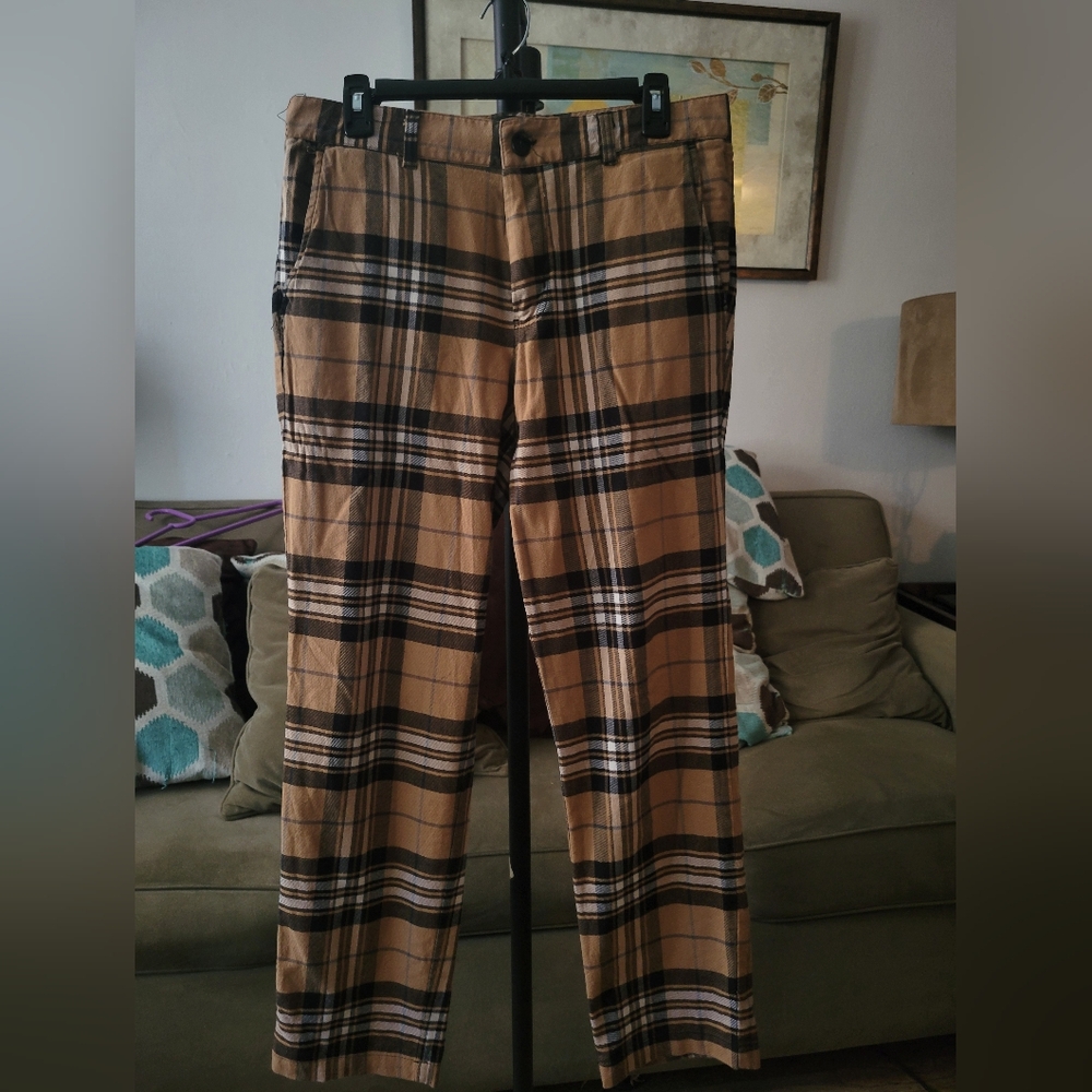 PacSun checkered sized 30 tan/beige/black trousers